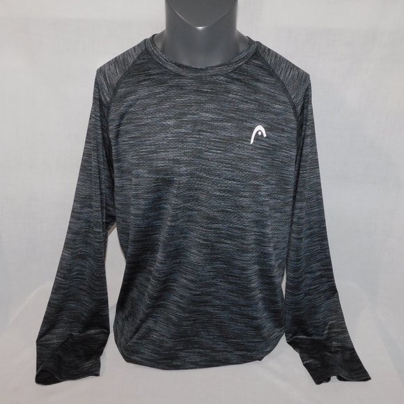 HEAD Mens L Black gray Long Sleeve Activewear Crewneck Shirt - Picture 1 of 9